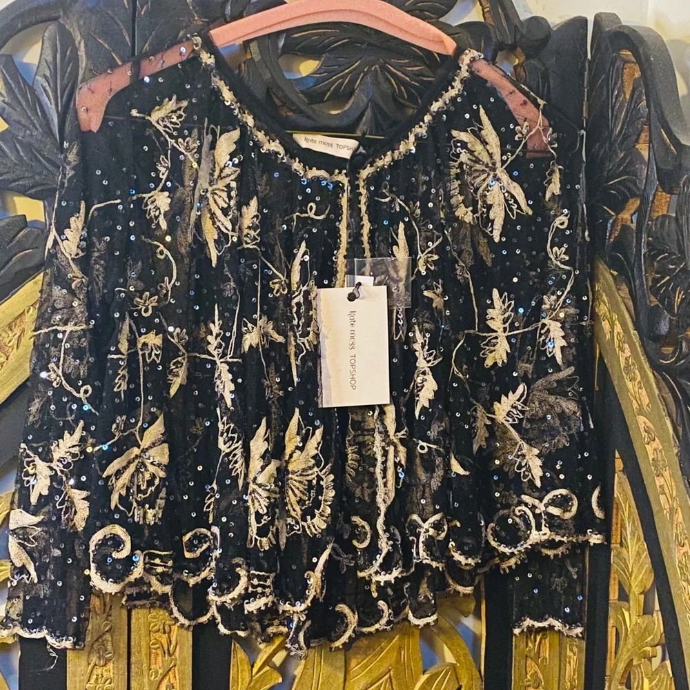 COPY - TOPSHOPXKATE MOSS Embroidered Sequined Cape/jacket - Picture 2 of 4